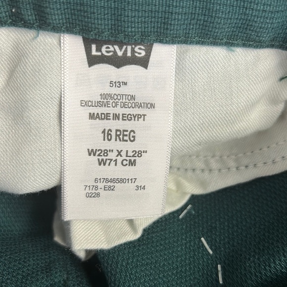 Levi's Boys 513 Slim Straight Fit Corduroy Pants - Green Size 16 Regular NWT - Picture 5 of 5
